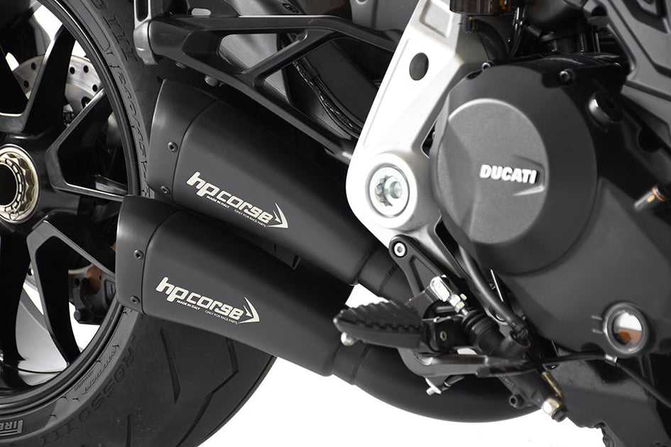 HP Corse Hydroform Black Coated Stainless Steel Slip-On Kit (Race) – Ducati Diavel 1260 2019–2022